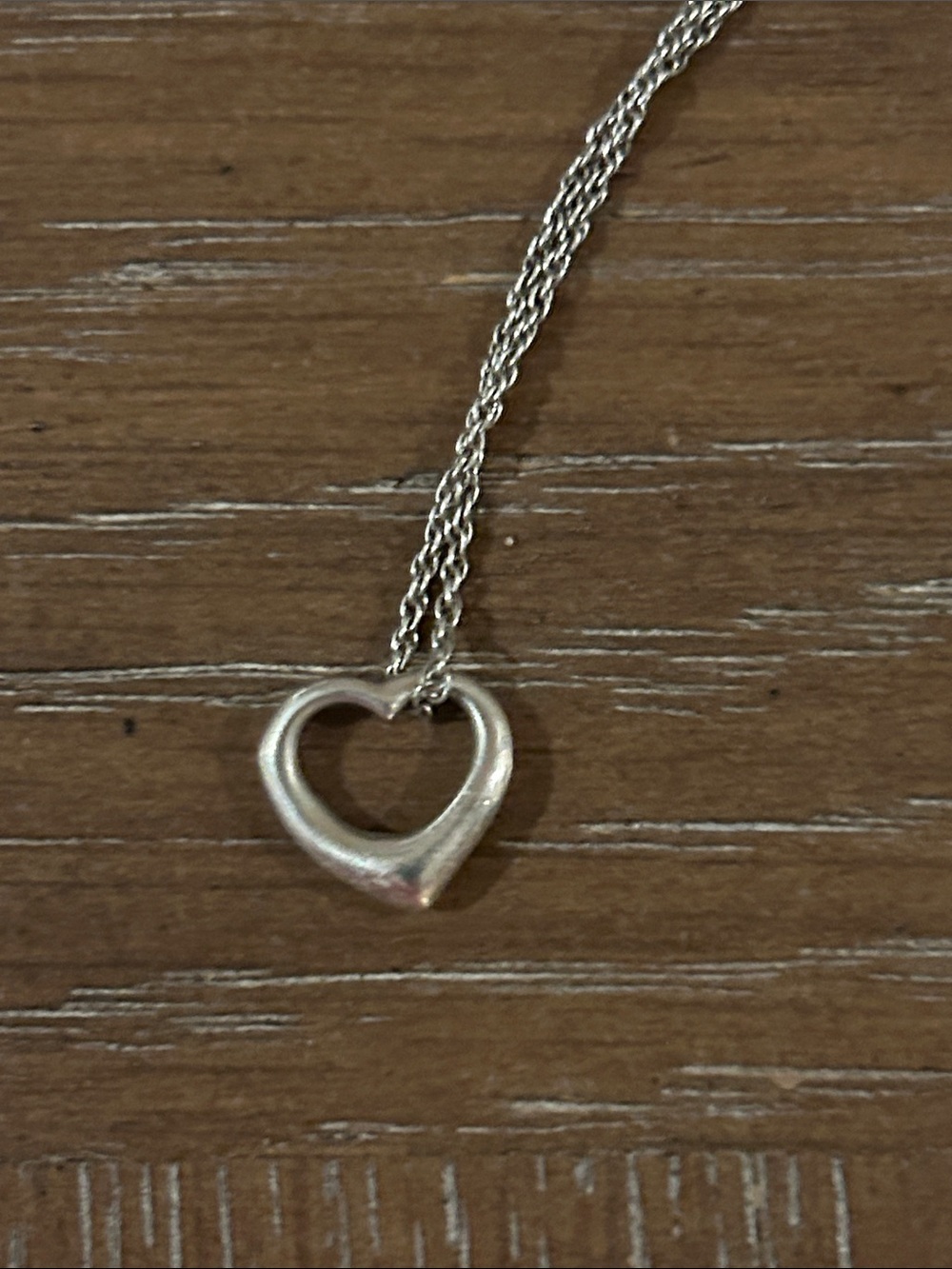 Silver Heart Pendant Necklace - Classic Open Heart 2010s Y2K